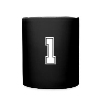 1 Rückennummer Torwart Football Fußball - Tasse einfarbig - Schwarz - Vorne