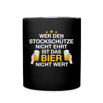 Stockschießen Eisstockschießen Eisstock Spruch - Tasse einfarbig - Schwarz - Vorne