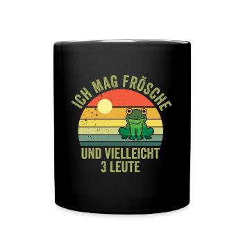 ICH MAG FRÖSCHE UND VIELLEICHT 3 LEUTE - Tasse einfarbig - Schwarz - Vorne