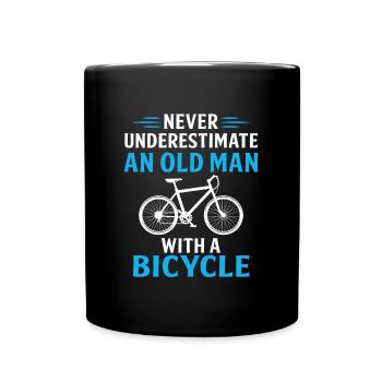 never underestimate an old man with a bicycle - Tasse einfarbig - Schwarz - Vorne