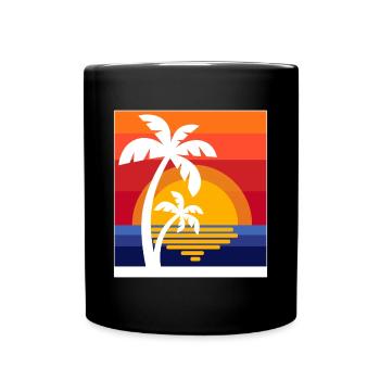 Palm trees Caribbean summer sun beach sea time out - Full Colour Mug - black - Front