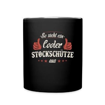Stockschießen Eisstockschießen Eisstock Spruch - Tasse einfarbig - Schwarz - Vorne