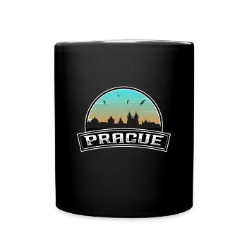 Prag Tschechien Skyline Tschechisches Souvenir - Tasse einfarbig - Schwarz - Vorne