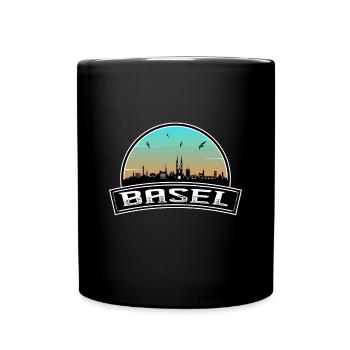 Basel Schweiz Skyline Schweizer Souvenir - Tasse einfarbig - Schwarz - Vorne