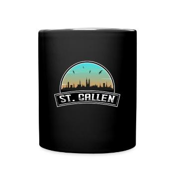 St. Gallen Switzerland Skyline Swiss Souvenir - Full Colour Mug - black - Front