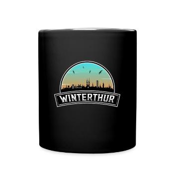 Winterthur Schweiz Skyline Schweizer Souvenir - Tasse einfarbig - Schwarz - Vorne