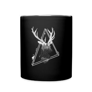 Hirsch Geometrisches Design Dreiecke - Tasse einfarbig - Schwarz - Vorne