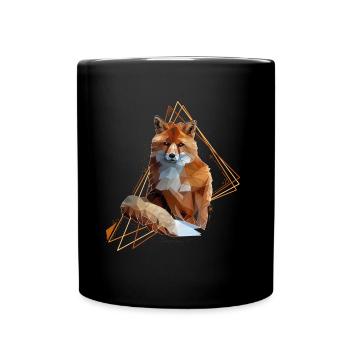 Low Poly Art Fox Cool Polygon Nature Forêt Animal - Mug uni - noir - Devant