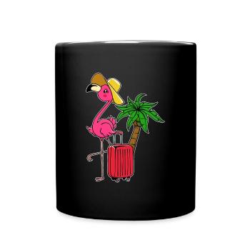 Flamingo Urlaub Ferien Palmen Karibik Reisen Fun - Tasse einfarbig - Schwarz - Vorne