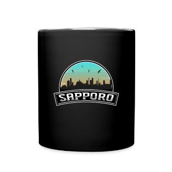 Sapporo Japan Skyline Japanisches Souvenir - Tasse einfarbig - Schwarz - Vorne