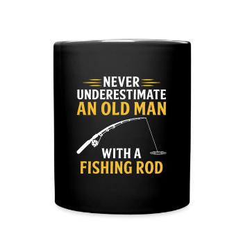 never underestimate an old man with a fishing rod - Mug uni - noir - Devant