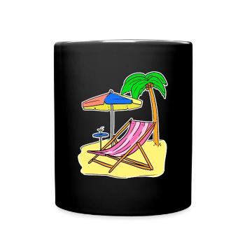 Sun Sea Beach Summer Palm Trees Relax Vacances - Mug uni - noir - Devant