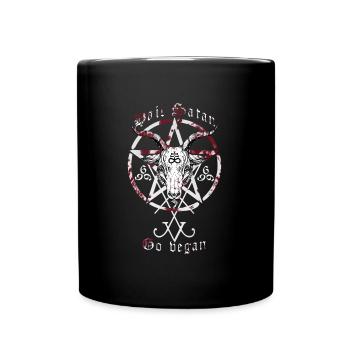 hail satan | go vegan - Tasse einfarbig - Schwarz - Vorne