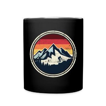 Retro Ridge Mountain Biker Silhouette - Full Colour Mug - black - Front