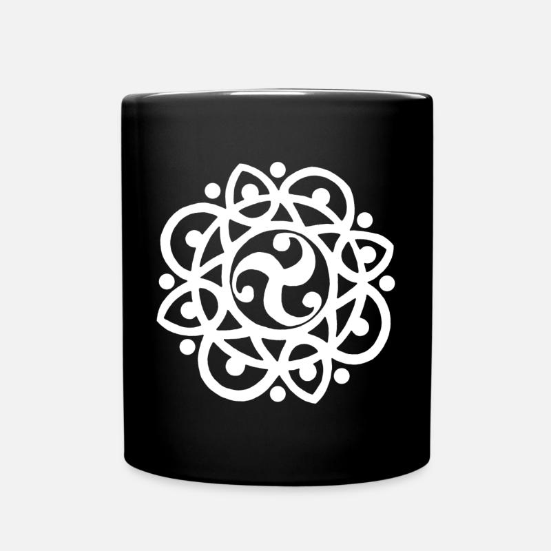 Keltische Blume und Sonne (weiß) - Tasse einfarbig - Schwarz