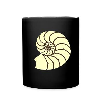 Ammoniten, Urzeitliches Wassertier, Badezimmer - Tasse einfarbig - Schwarz - Vorne