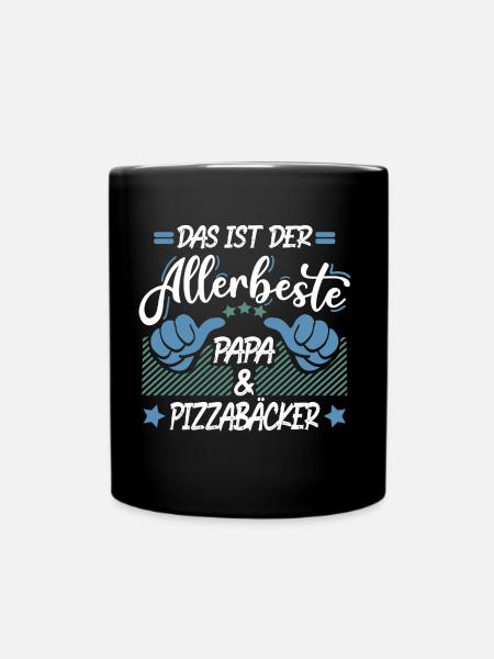 Bester Papa und Pizzabäcker - Tasse einfarbig - Schwarz