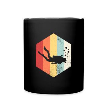 Taucher Geschenk Retro Taucher Tauchen - Tasse einfarbig - Schwarz - Vorne