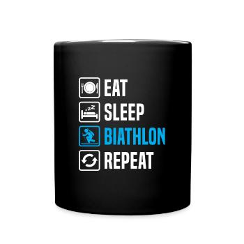 eat sleep biathlon repeat - Mug uni - noir - Devant