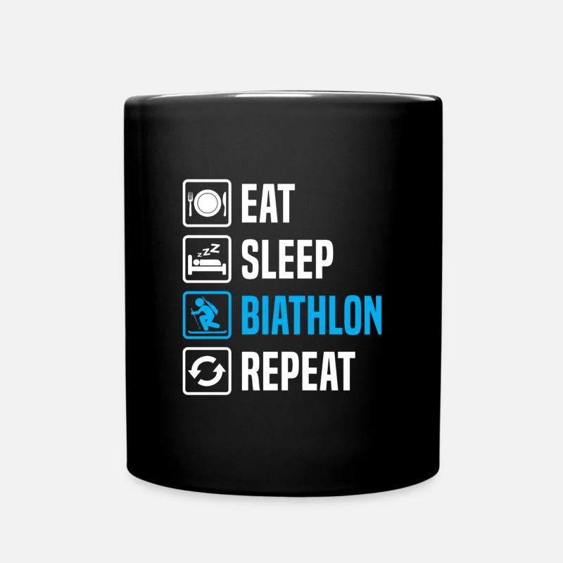 eat sleep biathlon repeat - Mug uni - noir