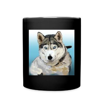 Husky - Tasse einfarbig - Schwarz - Vorne