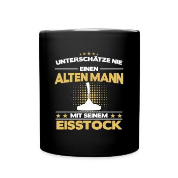 Stockschießen Eisstockschießen Eisstock Spruch - Tasse einfarbig - Schwarz - Vorne