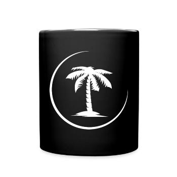 palm palm tree summer beach symbol Logo icon - Full Colour Mug - black - Front