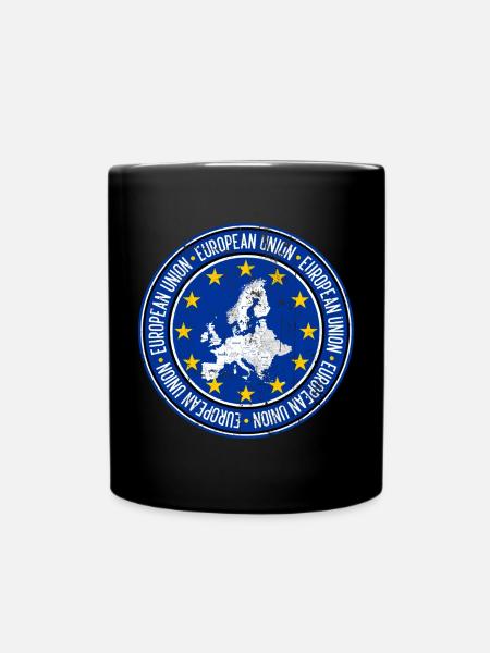 EU-Karte Circle Stars Emblem - Tasse einfarbig - Schwarz