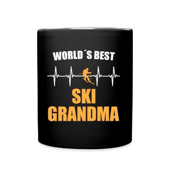 Ski grand-mère battement de coeur - Mug uni - noir - Devant