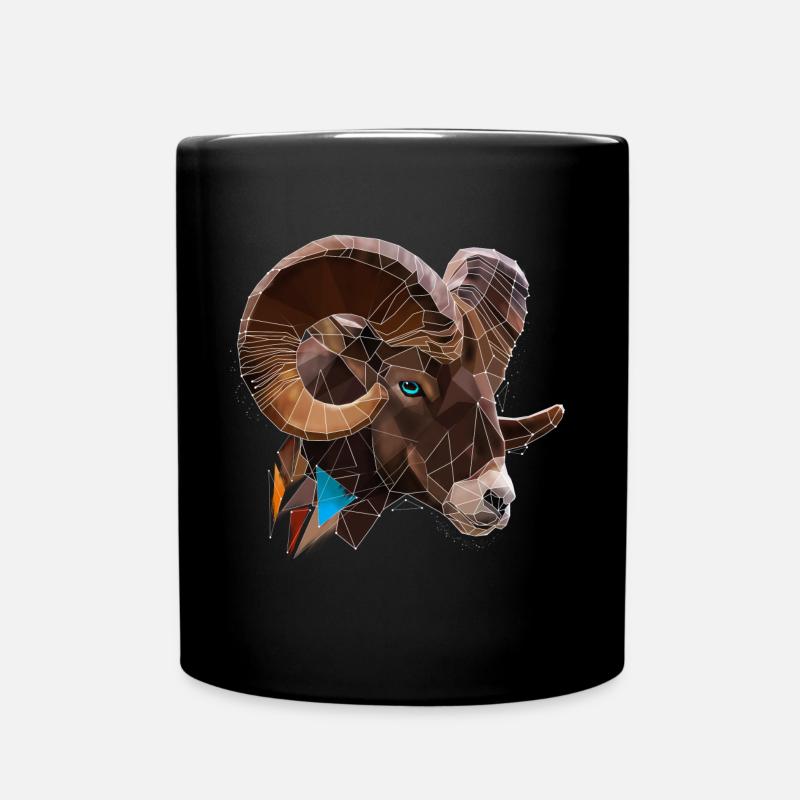 Cool Low Poly Aries | Zodiac sign | triangle - Full Colour Mug - black