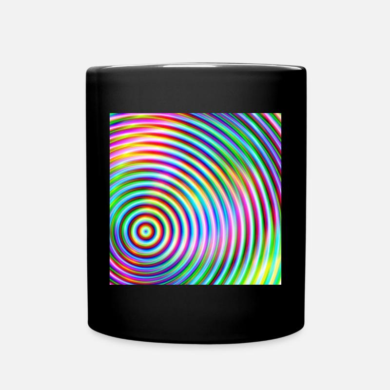 Colored rounds 3d - Full Colour Mug - black