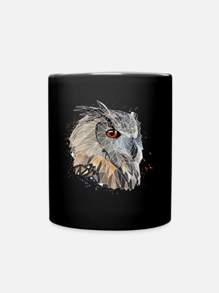 Cool low poly owl | Geometric | Triangles - Full Colour Mug - black