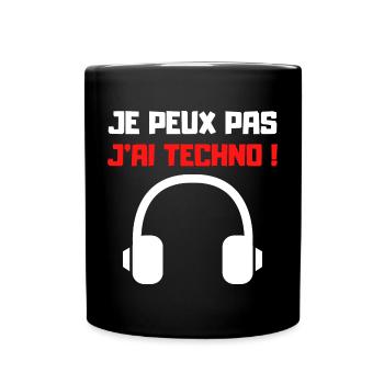 JE PEUX PAS J'AI TECHNO (NOIR) - Mug uni - noir - Devant