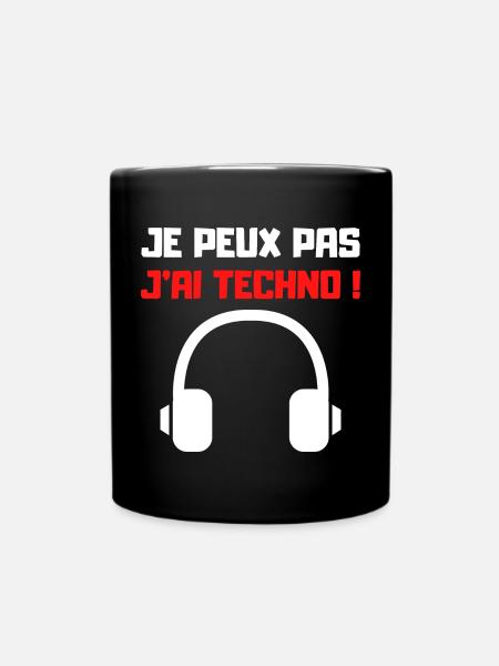 JE PEUX PAS J'AI TECHNO (NOIR) - Mug uni - noir