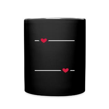 Linie Herz Strich Ornament - Tasse einfarbig - Schwarz - Vorne