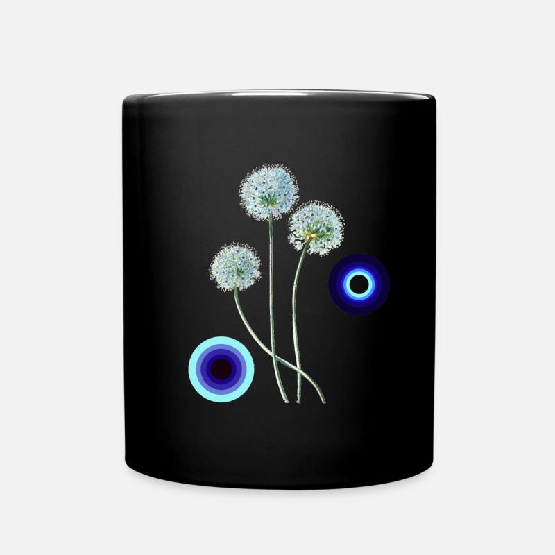Alliumblüten im Retro-Stil - Tasse einfarbig - Schwarz