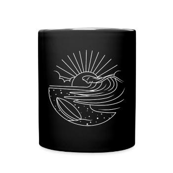 Surfbrett Sonne Wellen - Tasse einfarbig - Schwarz - Vorne