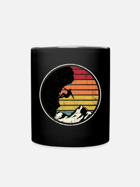 Sunset Summit Climber Silhouette - Full Colour Mug - black