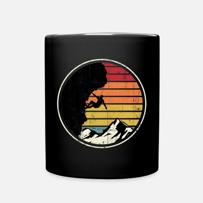 Sunset Summit Climber Silhouette - Full Colour Mug - black