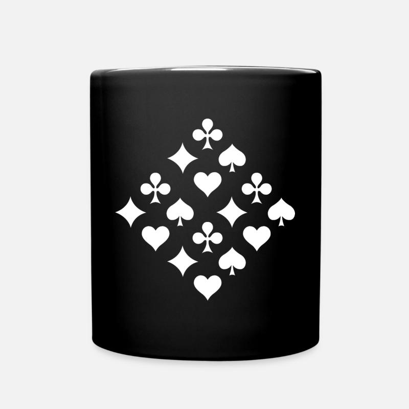 Spielfarben Karten Symbole Pik Herz Karo Kreuz - Tasse einfarbig - Schwarz