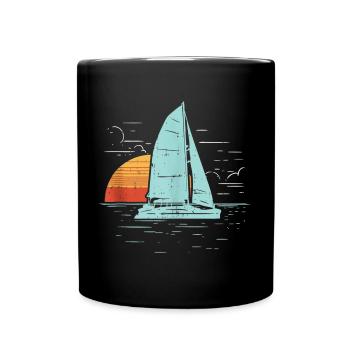 retro boat sail anchor sail sail sail - Full Colour Mug - black - Front