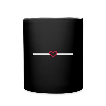 Linie Herz Herzchen Strich Ornament - Tasse einfarbig - Schwarz - Vorne
