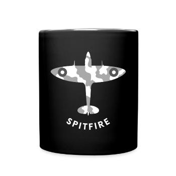 Spitfire fighter plane - Full Colour Mug - black - Front