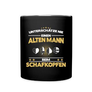 Schafkopfen Schafkopf Kartenspiel Spielkarten - Tasse einfarbig - Schwarz - Vorne
