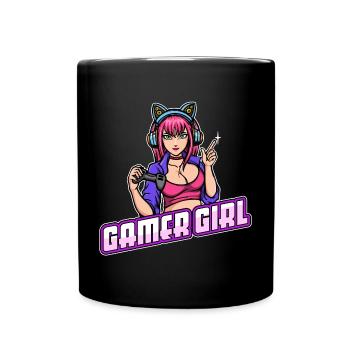 Gamer Königin Headset Controller Zocker - Tasse einfarbig - Schwarz - Vorne