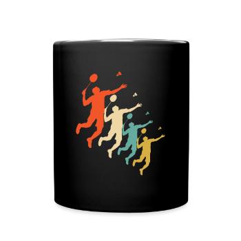 badmintion retro design - Tasse einfarbig - Schwarz - Vorne