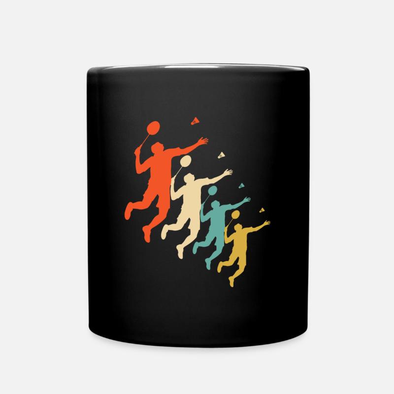 badmintion retro design - Tasse einfarbig - Schwarz