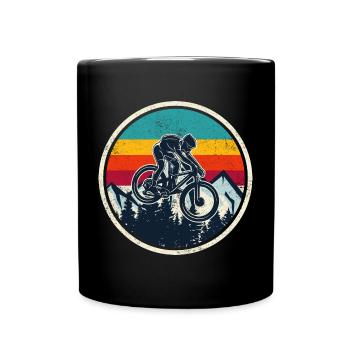 Cycliste VTT rétro Sunset - Mug uni - noir - Devant