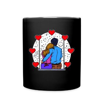 Liebespaar Valentinstag Romantik Herz - Tasse einfarbig - Schwarz - Vorne