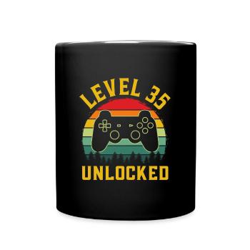 35th Birthday gamer t shirt level 35 complete - Full Colour Mug - black - Front